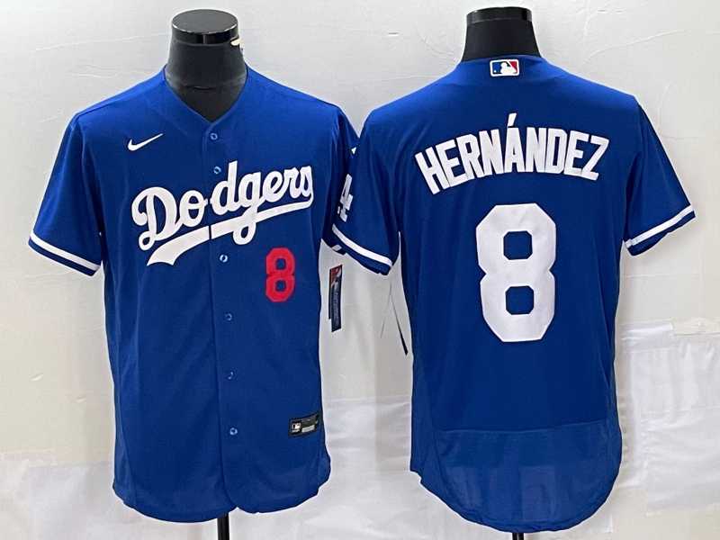 Men%27s Los Angeles Dodgers #8 Kike Hernandez Number Blue Stitched Flex Base Nike Jersey->los angeles dodgers->MLB Jersey